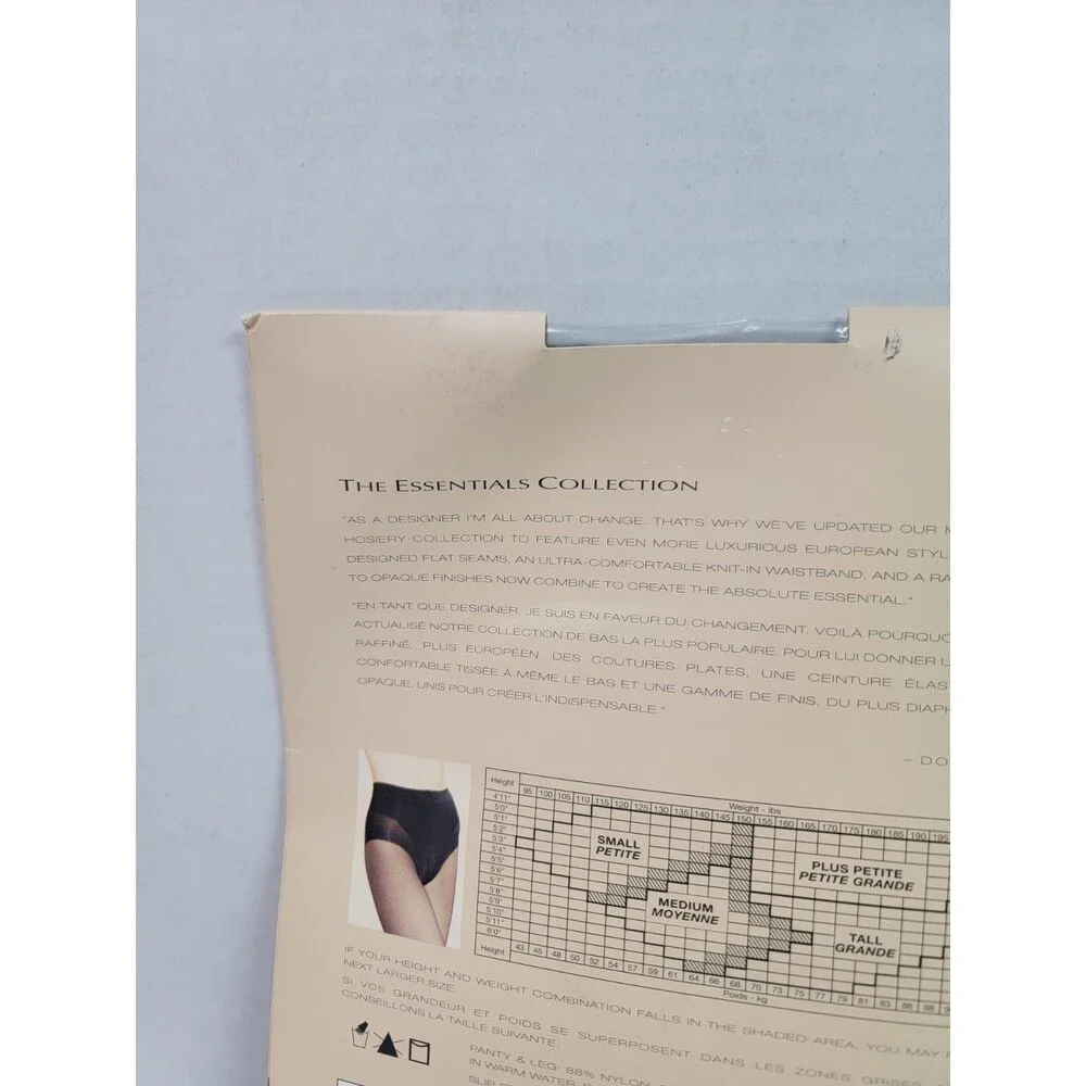 Y2K 2000s Donna Karan Signature Sheer Control Top Pantyhose Onyx Small NOS